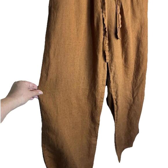Jillian Boustred Australia Linen Wide Leg Rusty Brown Lagen Pull On Pants Sz S - Picture 12 of 12
